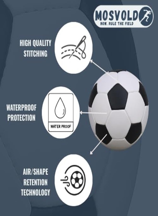 MOSVOLD Football Size 5 for Kids & Adults | Rubberised Waterproof Training & Match Football | Durable All Weather Soccer Ball with Pump & Needle (Multicolor) - Image 3